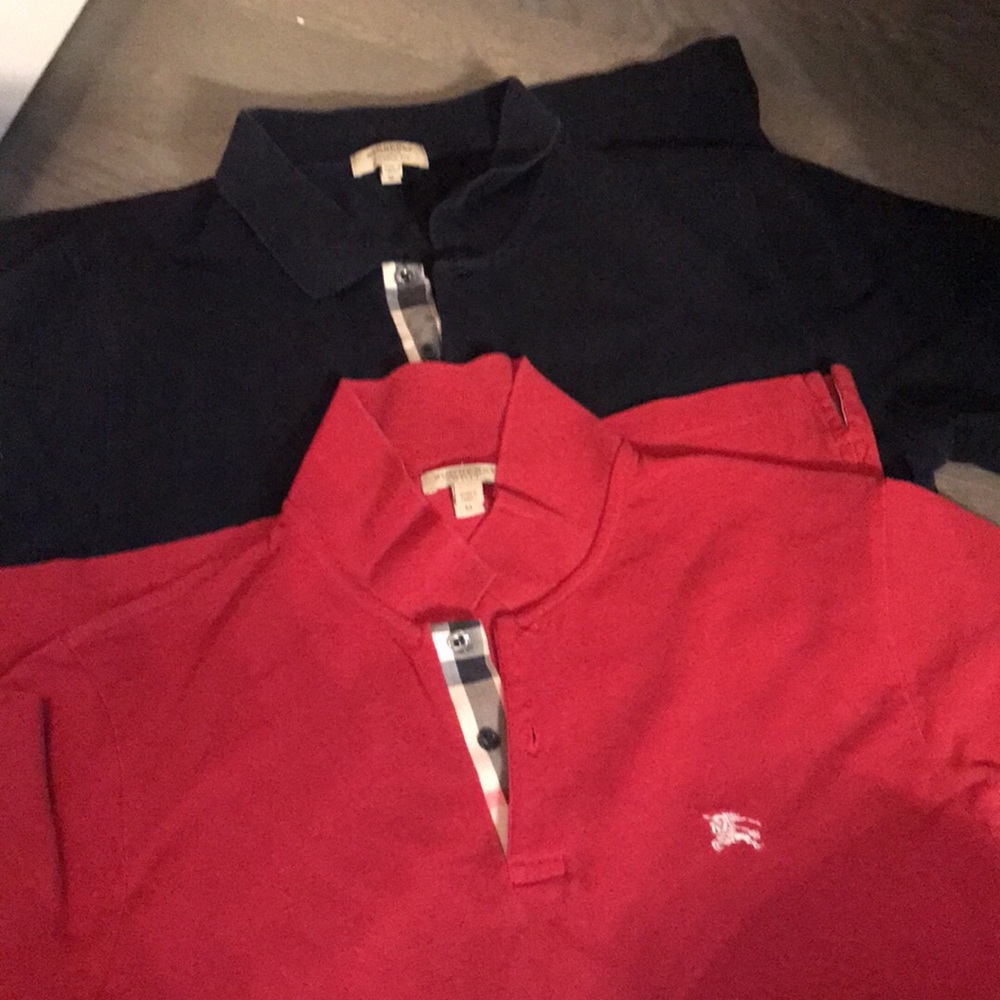 2 men’s authentic Burberry polos - size medium